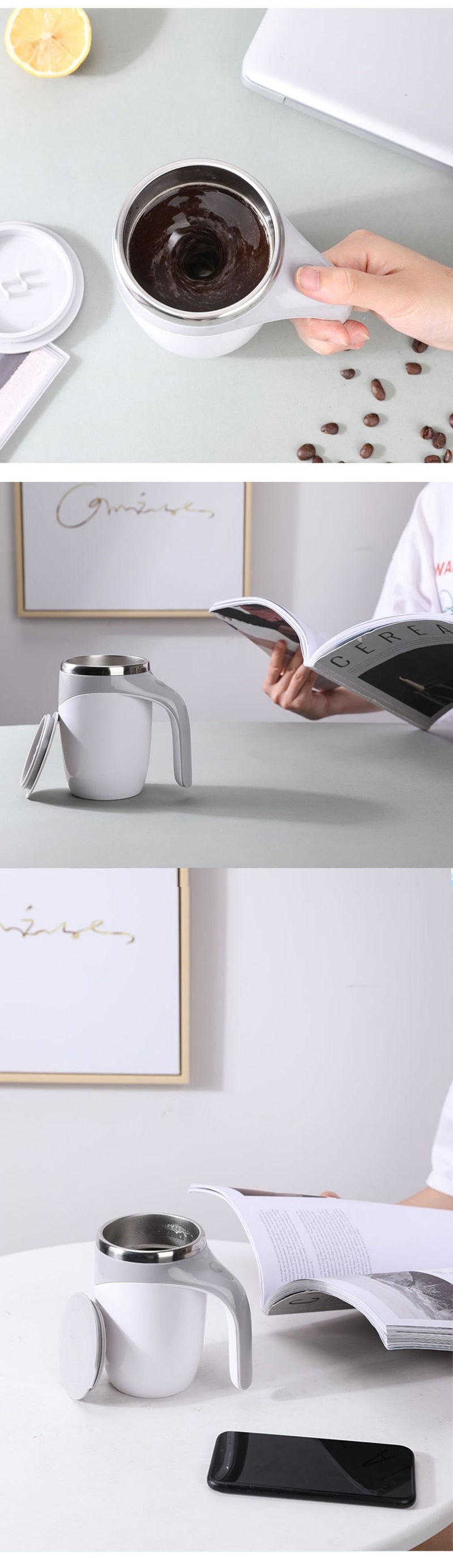 Automatic Self Stirring Magnetic Mug Stainless Steel