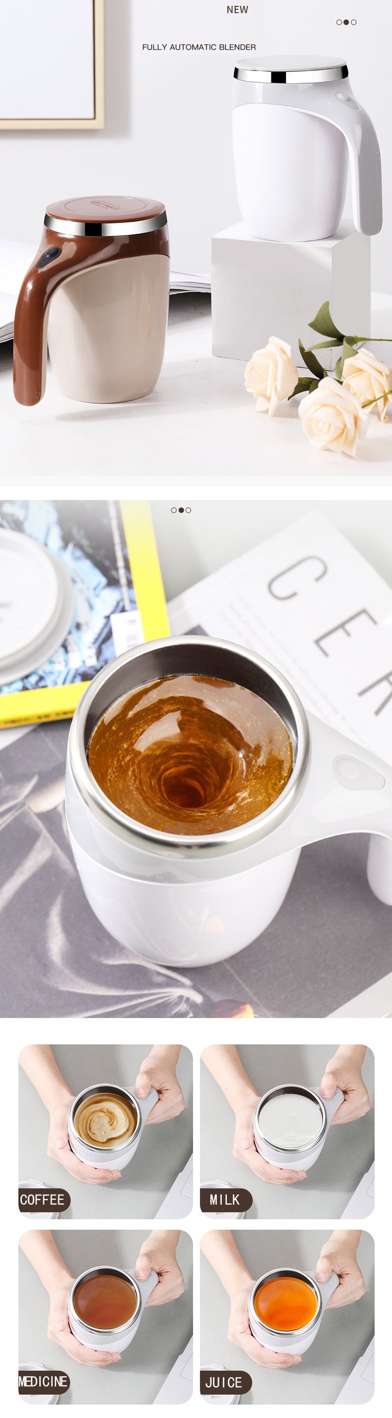 Automatic Self Stirring Magnetic Mug Stainless Steel