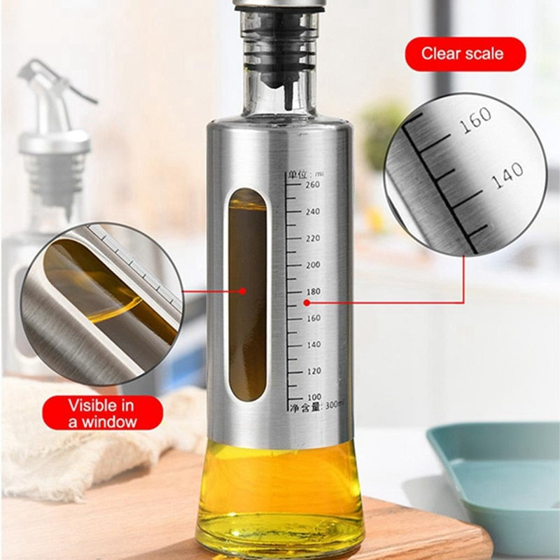 Glass Oil Bottle Dispenser with Scale Multifunctional