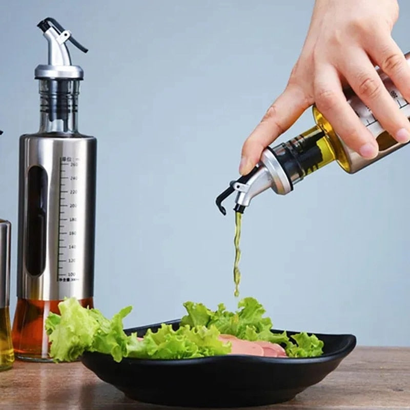 Glass Oil Bottle Dispenser with Scale Multifunctional
