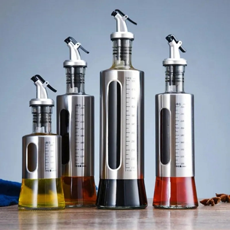 Glass Oil Bottle Dispenser with Scale Multifunctional