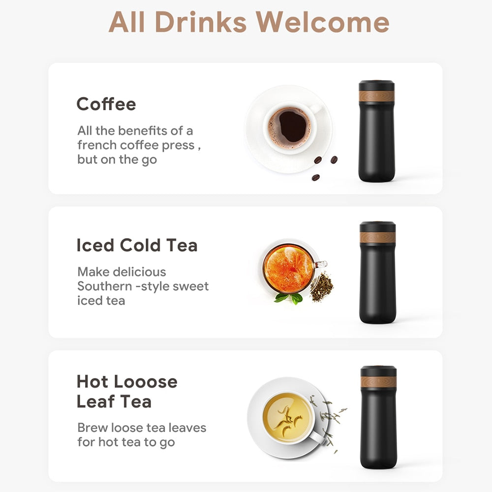 2 In 1 Portable Coffee Press and Travel Mug