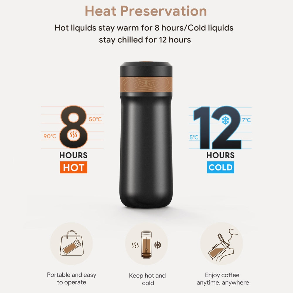 2 In 1 Portable Coffee Press and Travel Mug