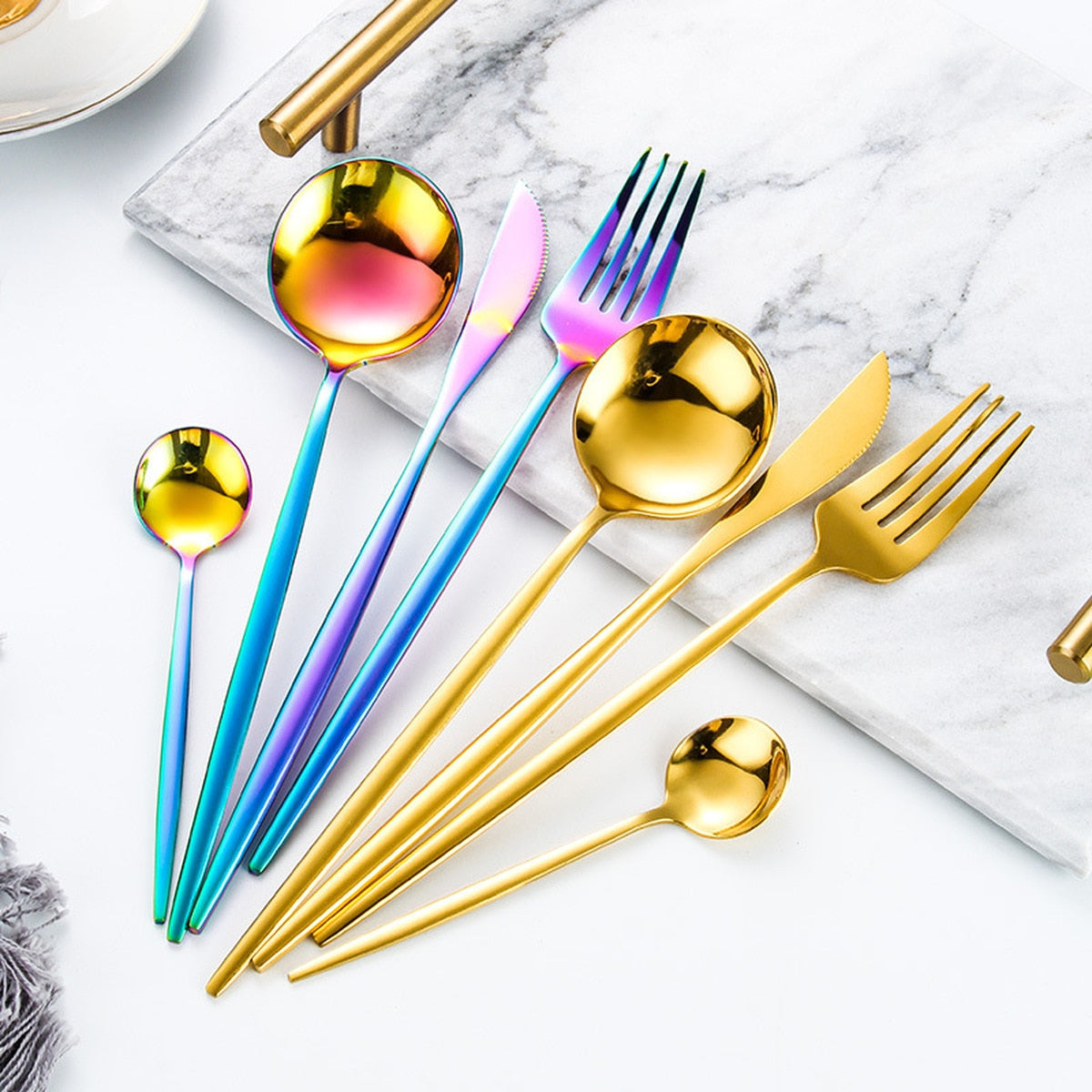 24 Piece Gold Silverware Set