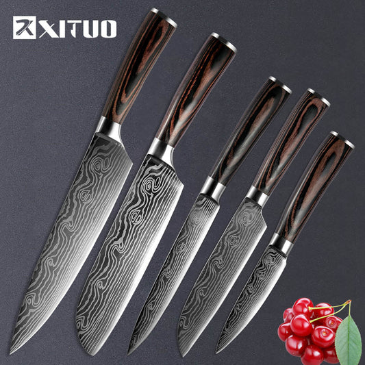 Laser Pattern Japanese Stainless Steel Knife Set