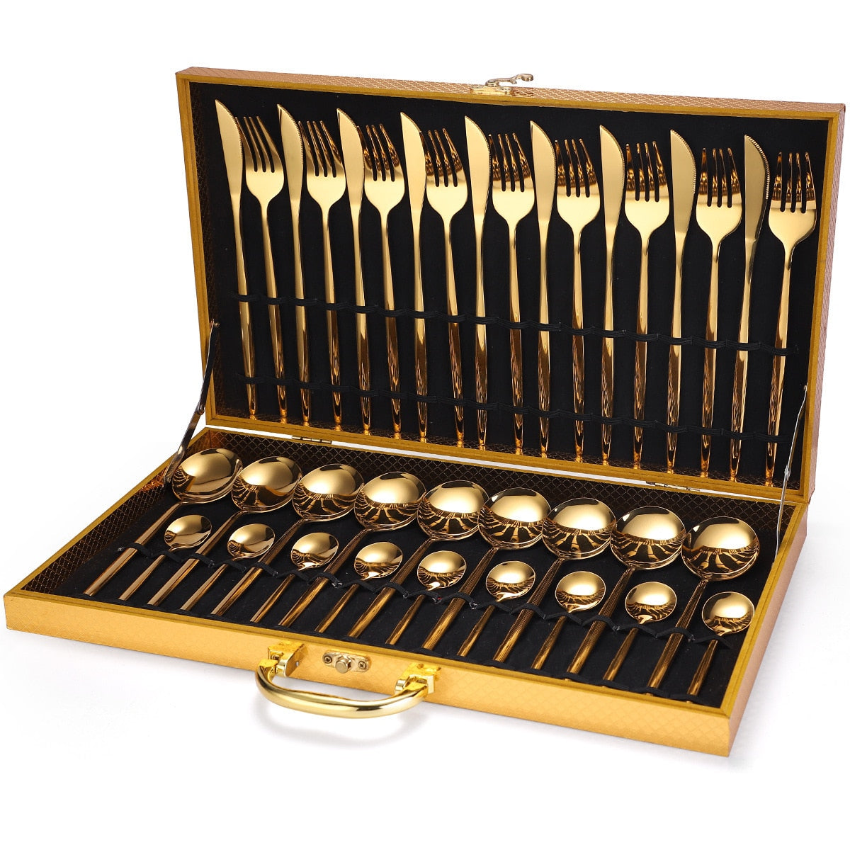 24 Piece Gold Silverware Set