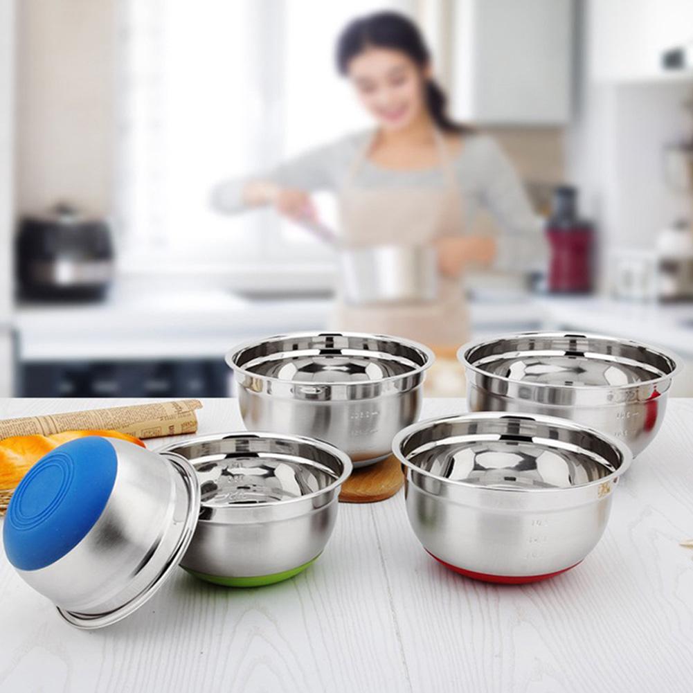 Stainless Steel Mixing Bowl with Non-Slip Silicone Bottom