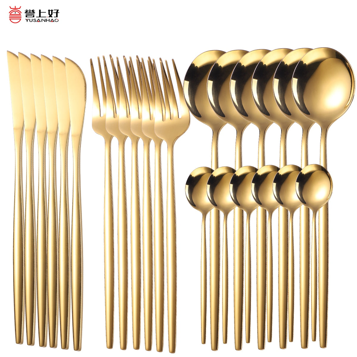 24 Piece Gold Silverware Set