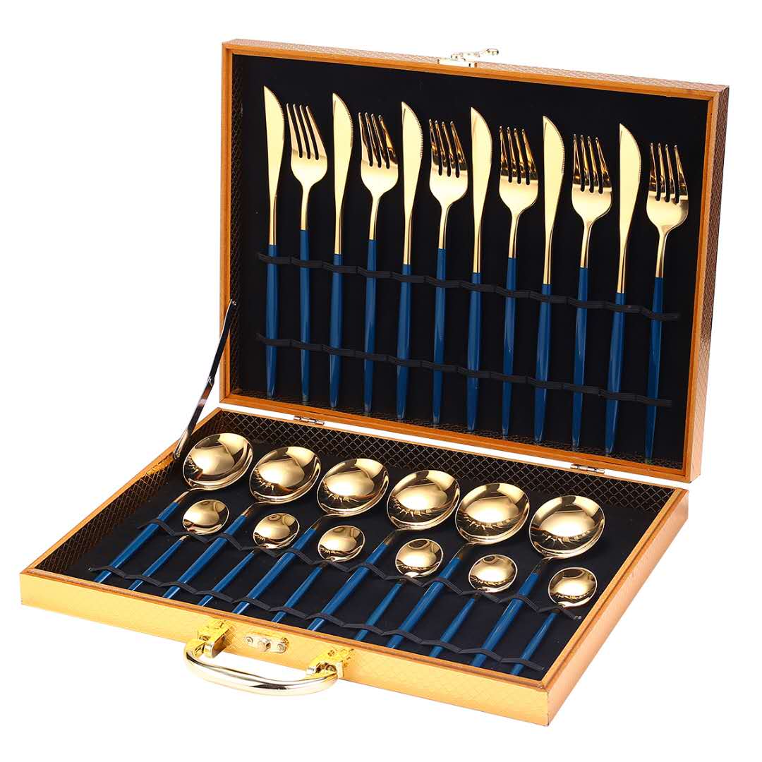 24 Piece Gold Silverware Set