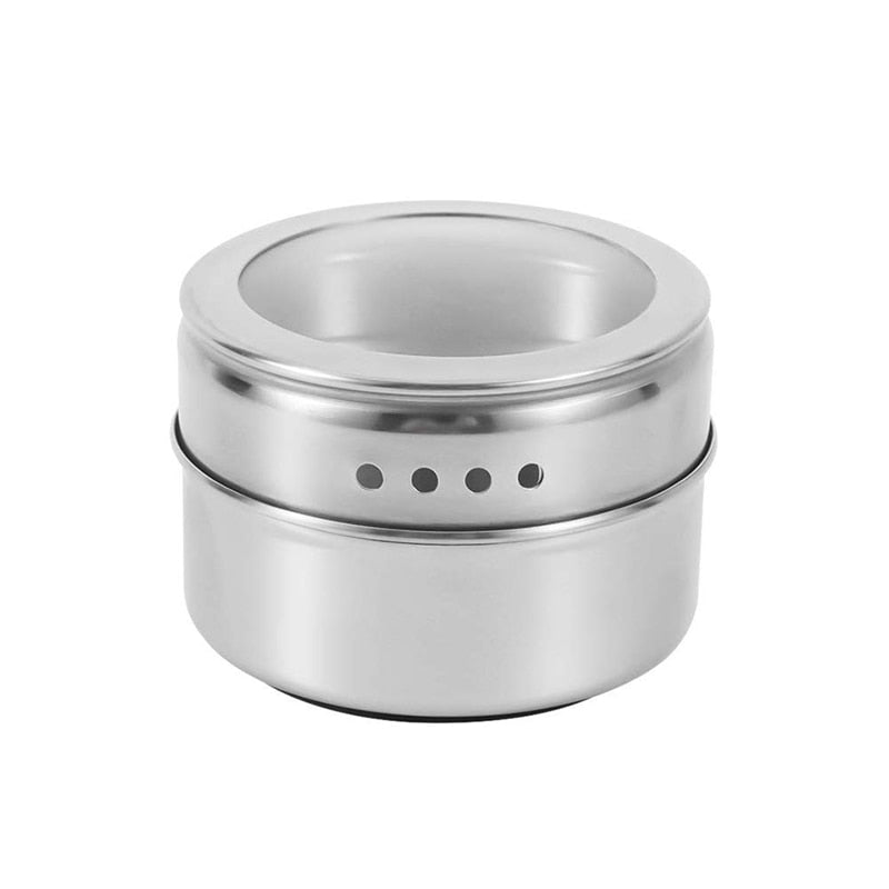 Stainless Steel Magnetic Spice Jars With Wall Mounted Rack