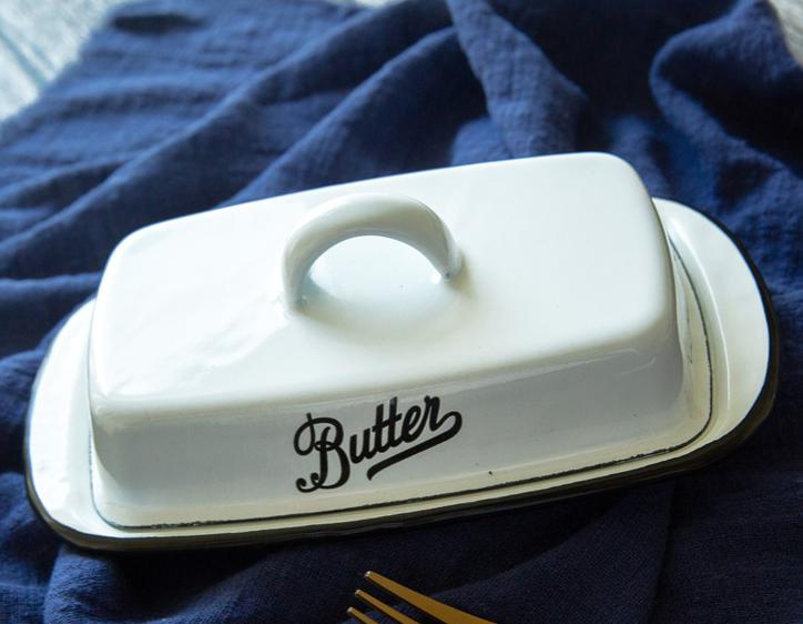 Retro Nostalgic Enamel With Lid Butter Box