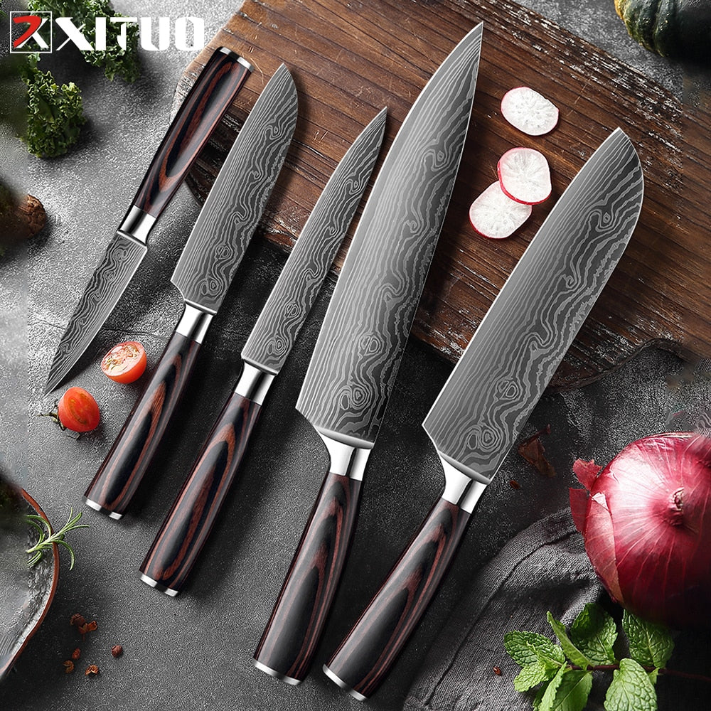 Laser Pattern Japanese Stainless Steel Knife Set