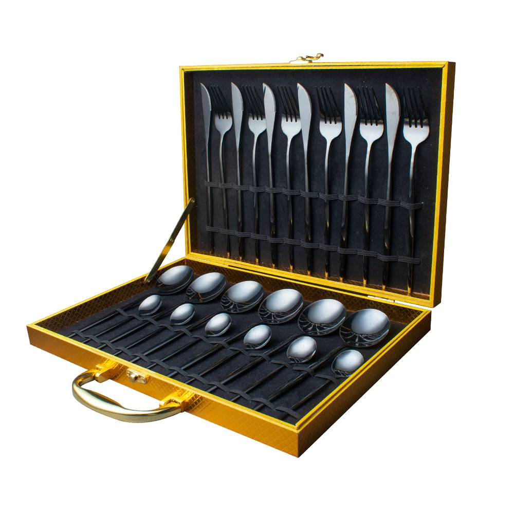 24 Piece Gold Silverware Set