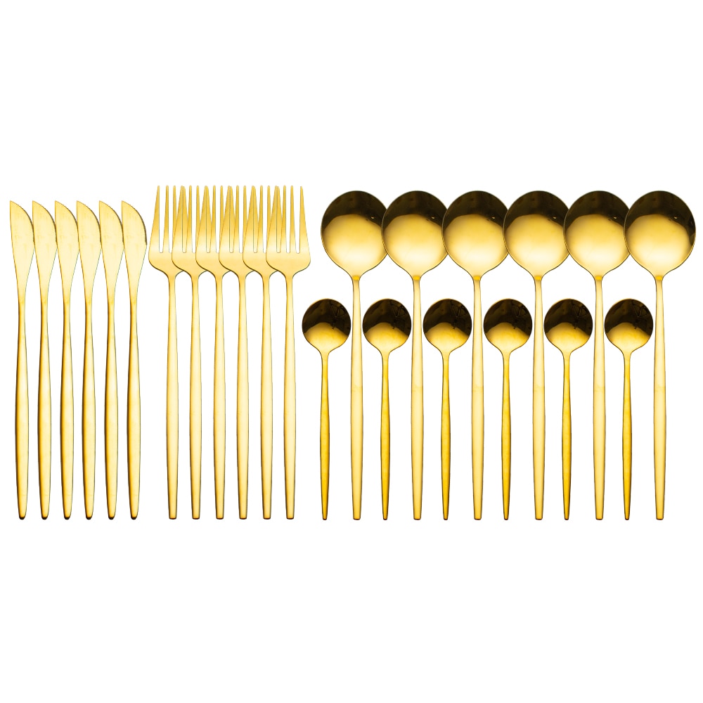 24 Piece Gold Silverware Set