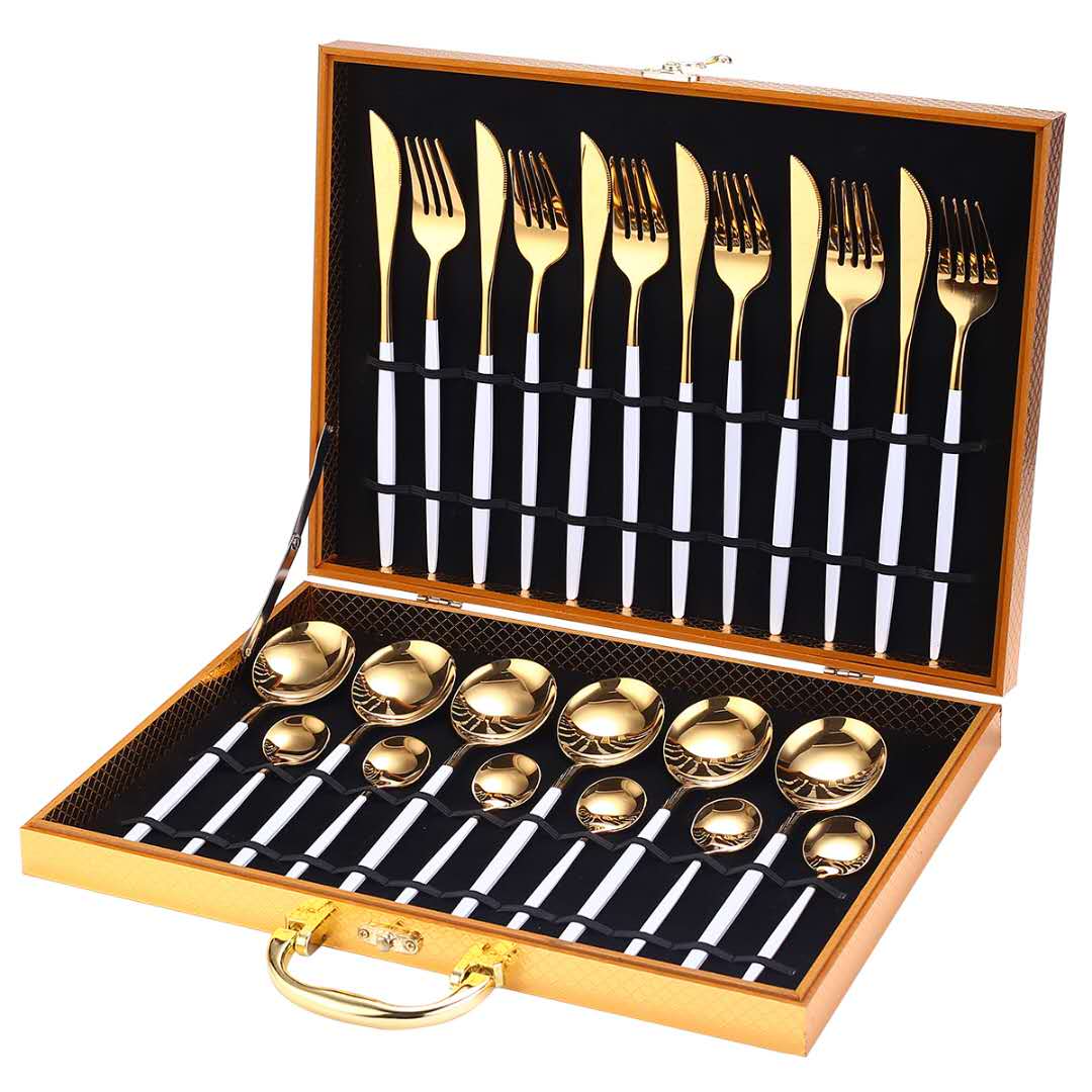 24 Piece Gold Silverware Set