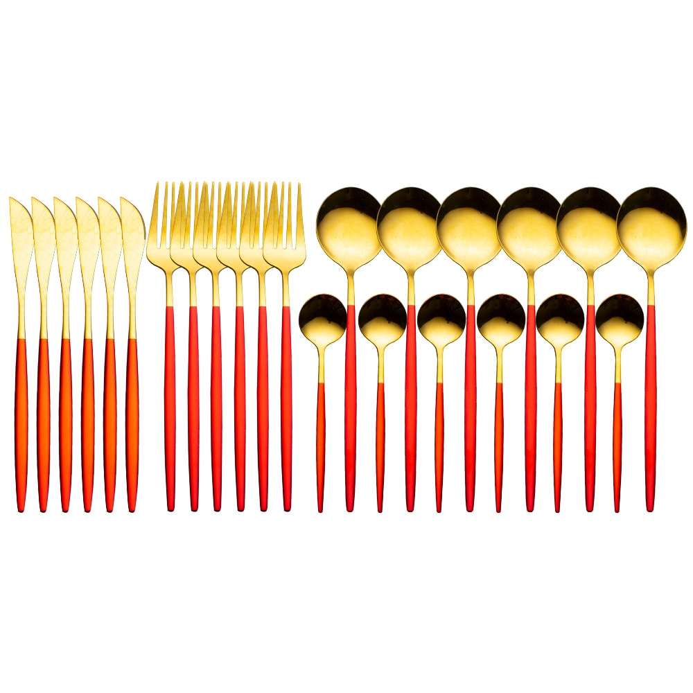 24 Piece Gold Silverware Set