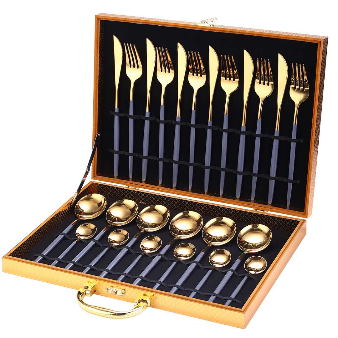 24 Piece Gold Silverware Set