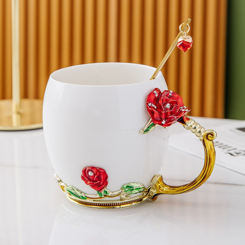 Elegant Floral Ceramic Tea/Coffee Mug