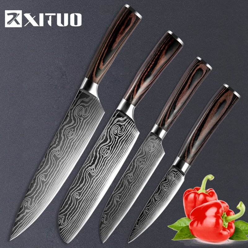 Laser Pattern Japanese Stainless Steel Knife Set