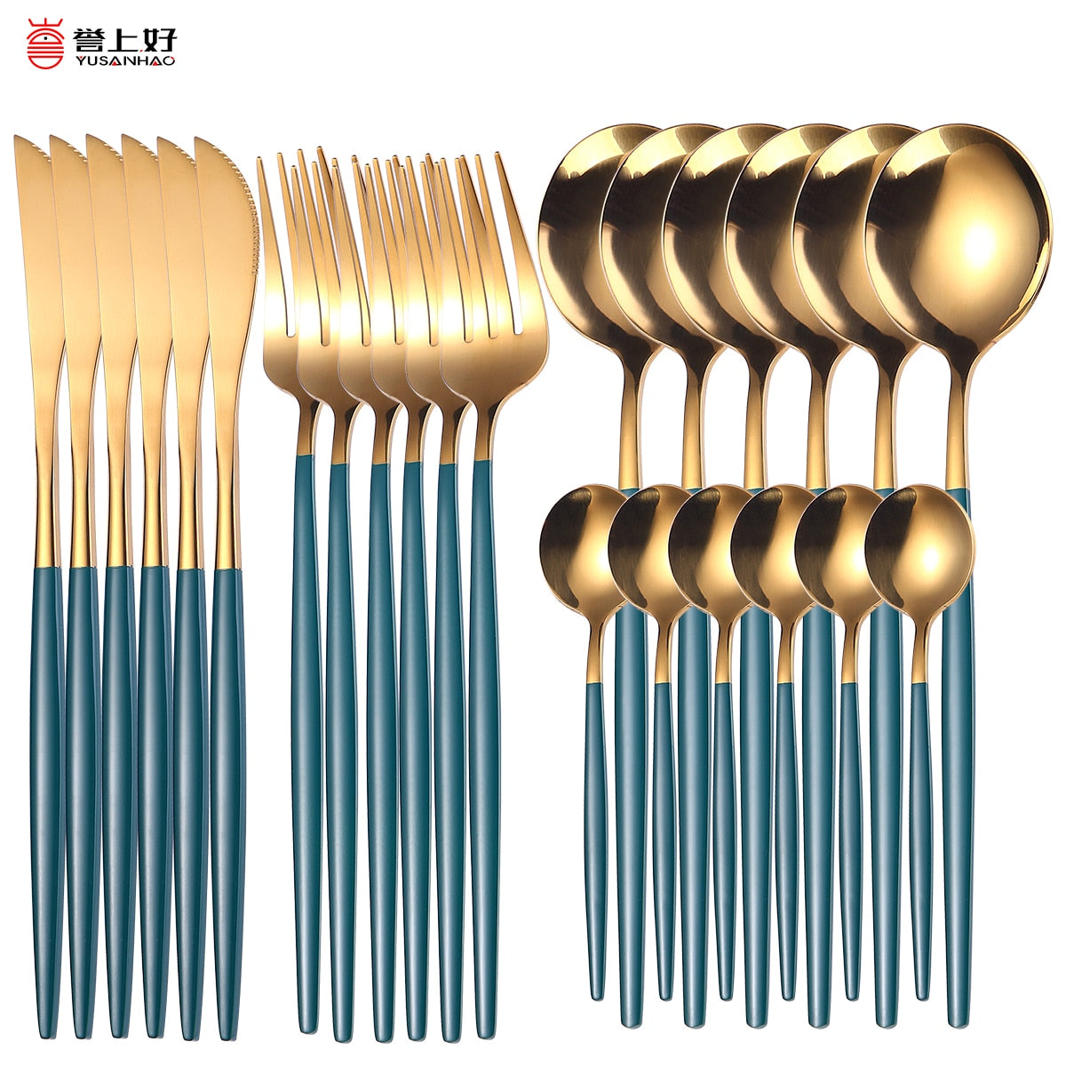 24 Piece Gold Silverware Set