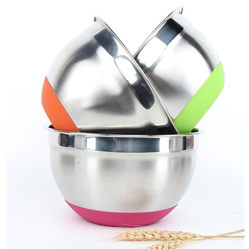 Stainless Steel Mixing Bowl with Non-Slip Silicone Bottom