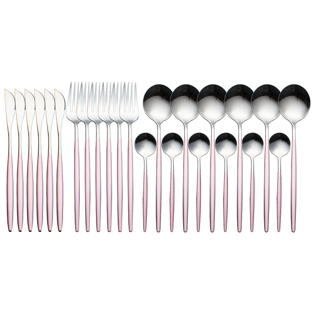 24 Piece Gold Silverware Set