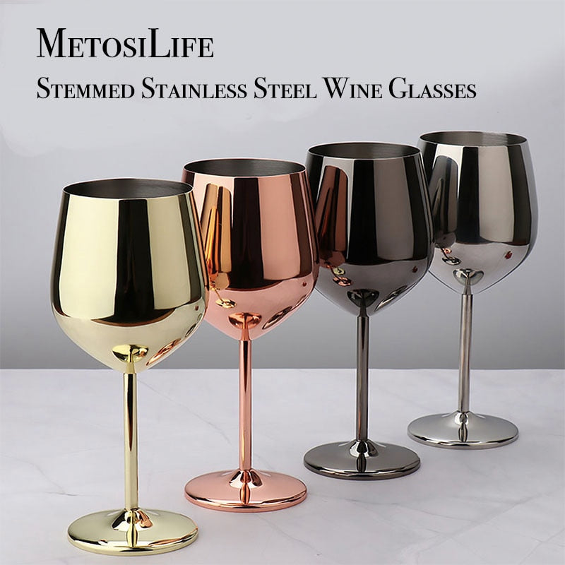 Stemmed Stainless Steel Wine Glasses