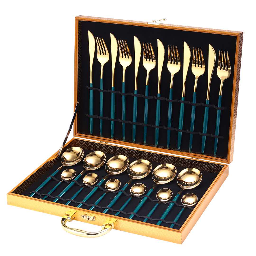 24 Piece Gold Silverware Set