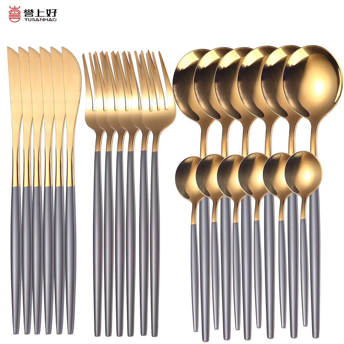 24 Piece Gold Silverware Set