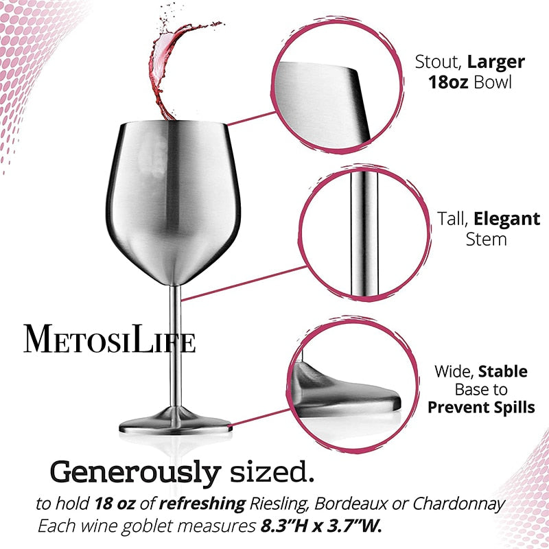 Stemmed Stainless Steel Wine Glasses