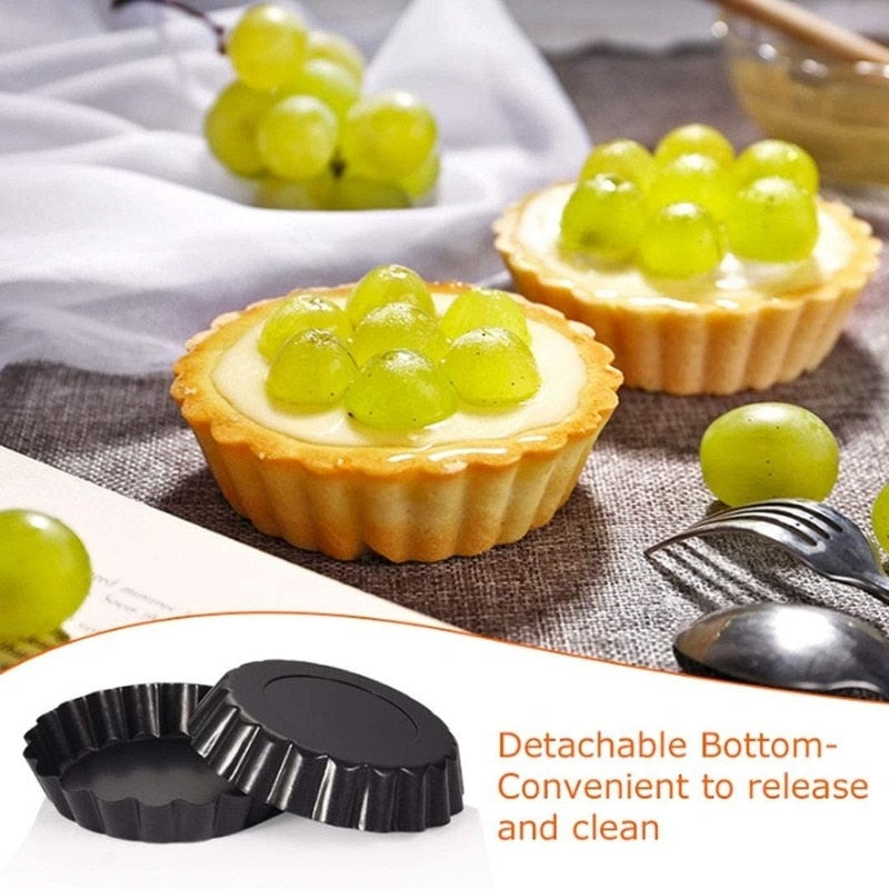 6 Piece Tart Pan with Detachable Bottom