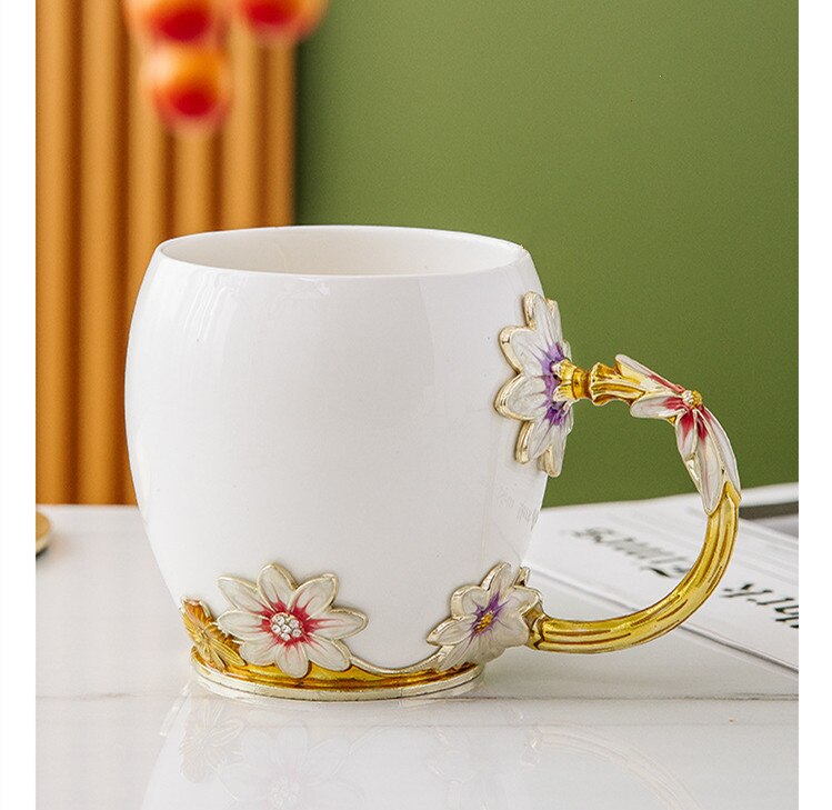 Elegant Floral Ceramic Tea/Coffee Mug