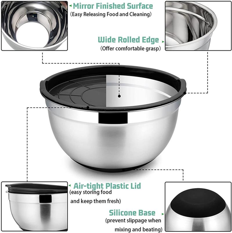 Stainless Steel Mixing Bowls w/ Silicone Bottom