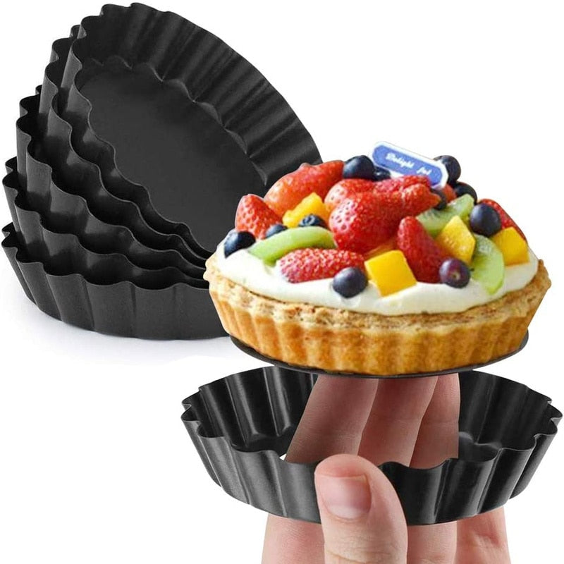 6 Piece Tart Pan with Detachable Bottom