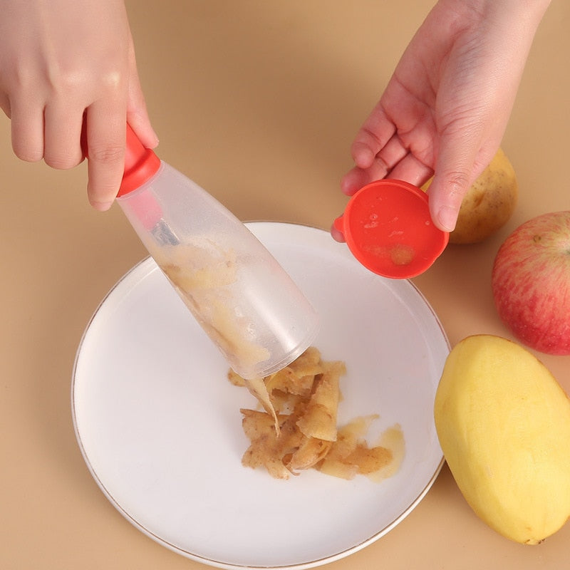 Vegetable Peeler with Storage Attachment