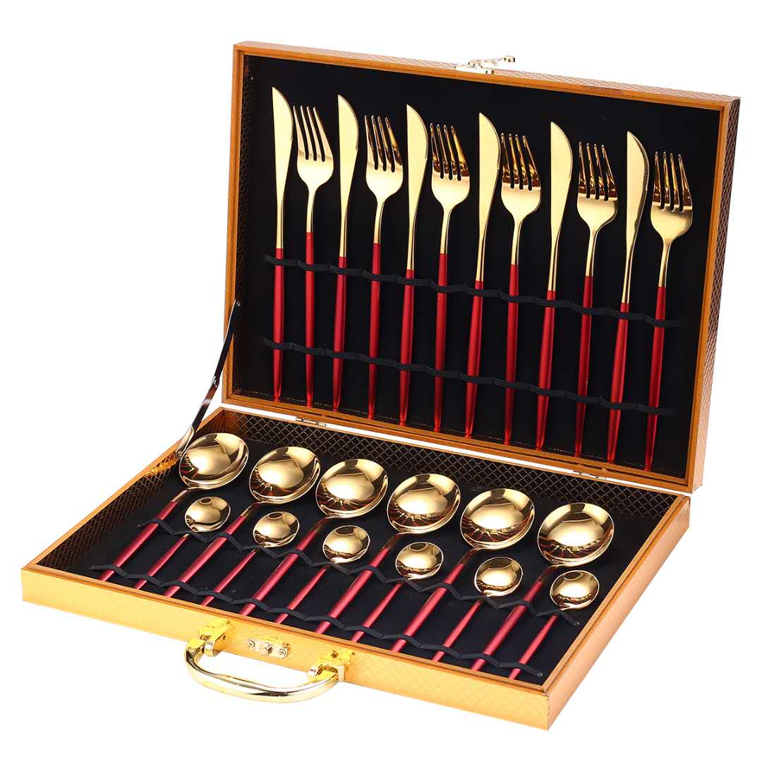 24 Piece Gold Silverware Set