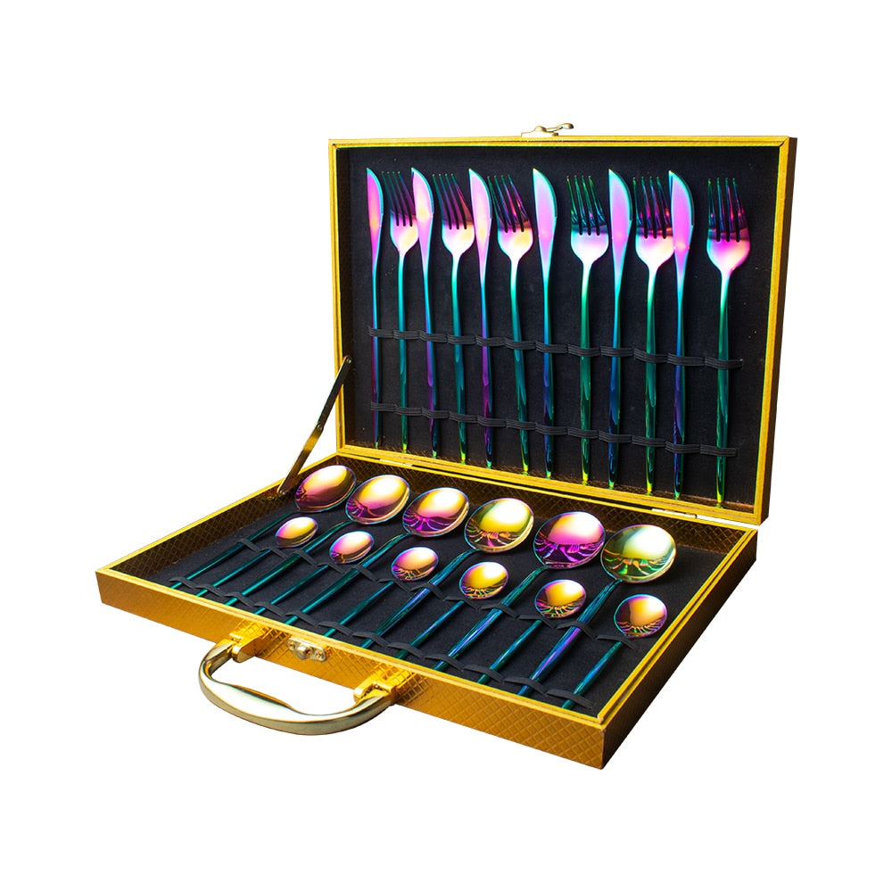 24 Piece Gold Silverware Set