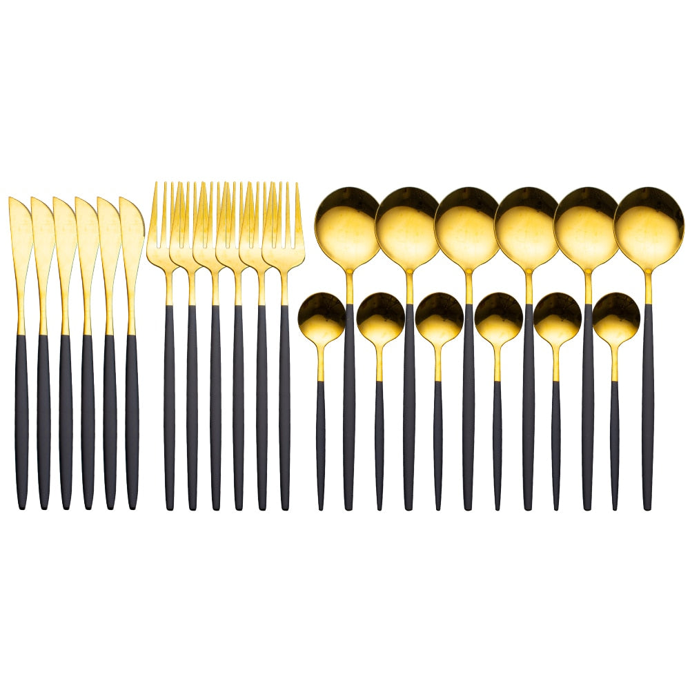 24 Piece Gold Silverware Set