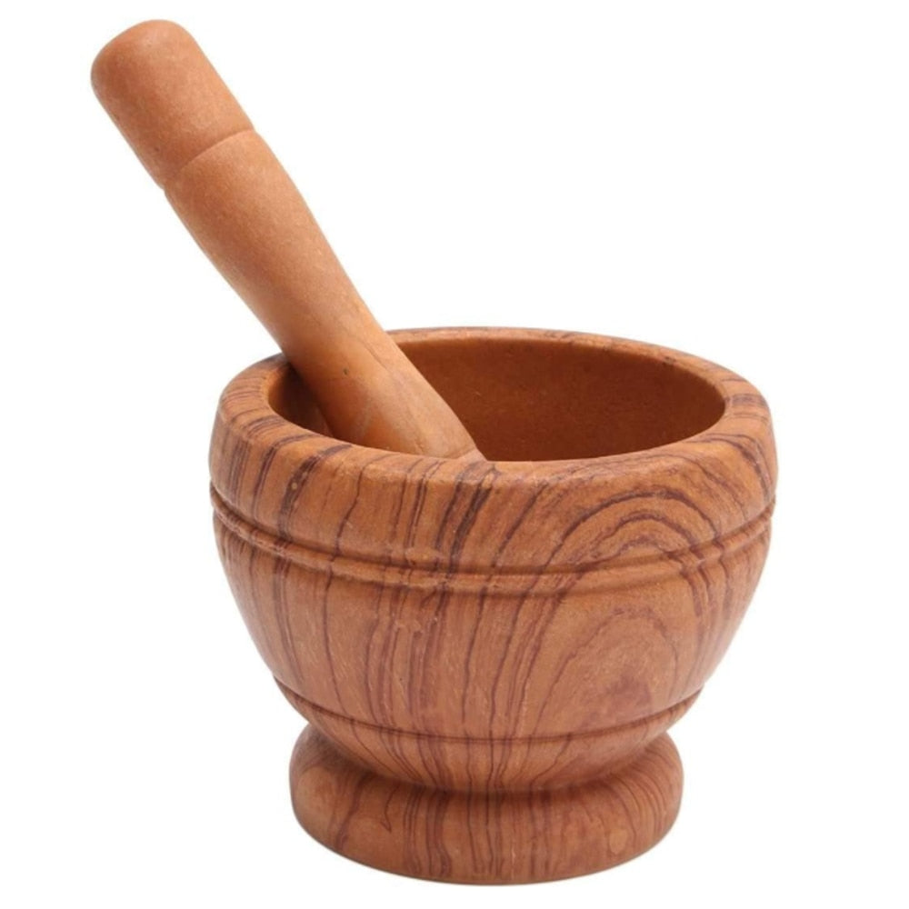 Wooden Mortar Pestle Bowl