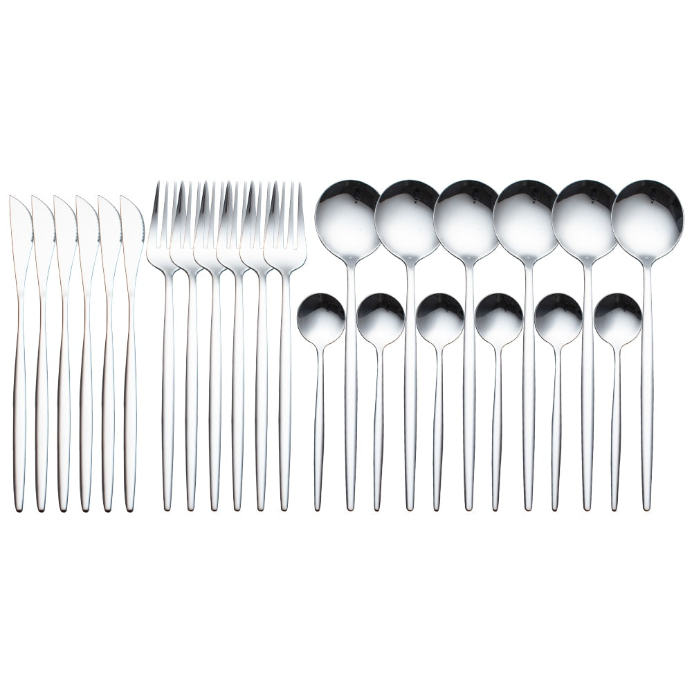 24 Piece Gold Silverware Set