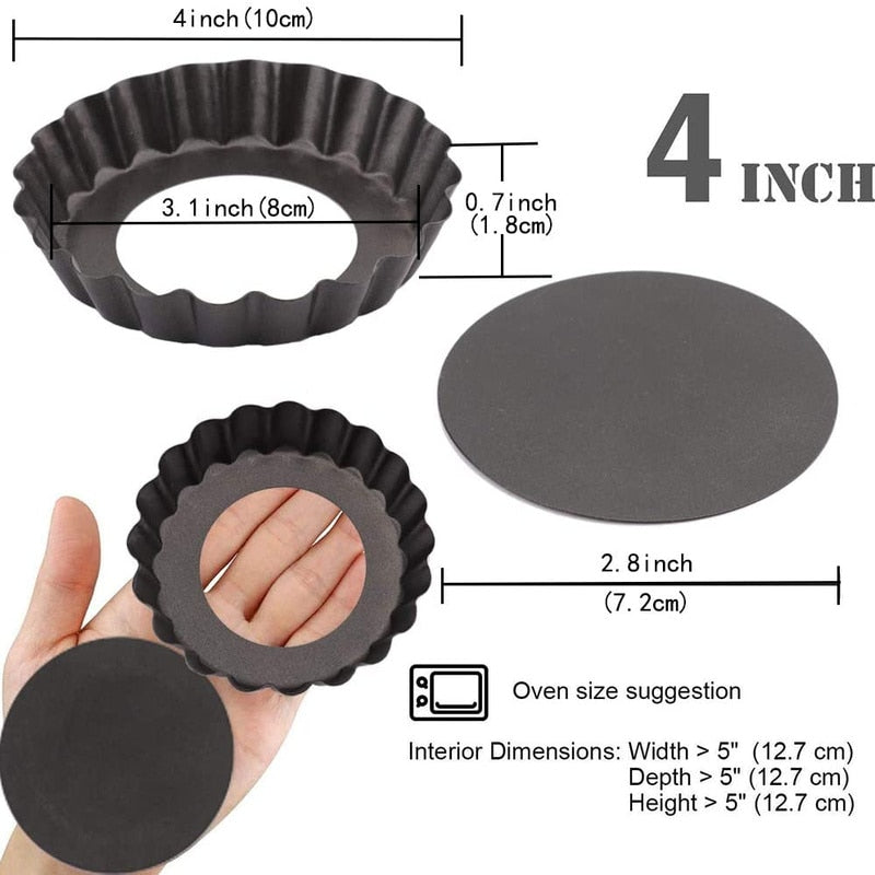 6 Piece Tart Pan with Detachable Bottom