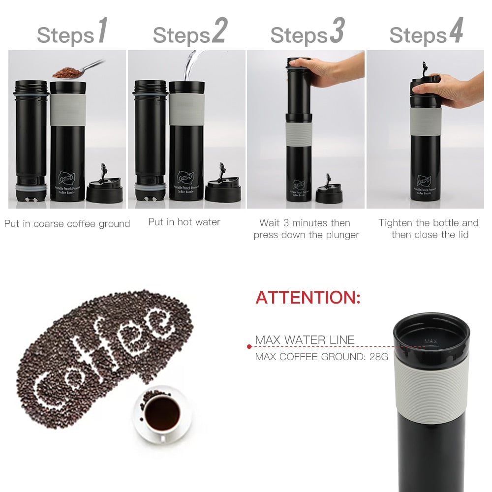 Portable French Press and Coffee Grinder