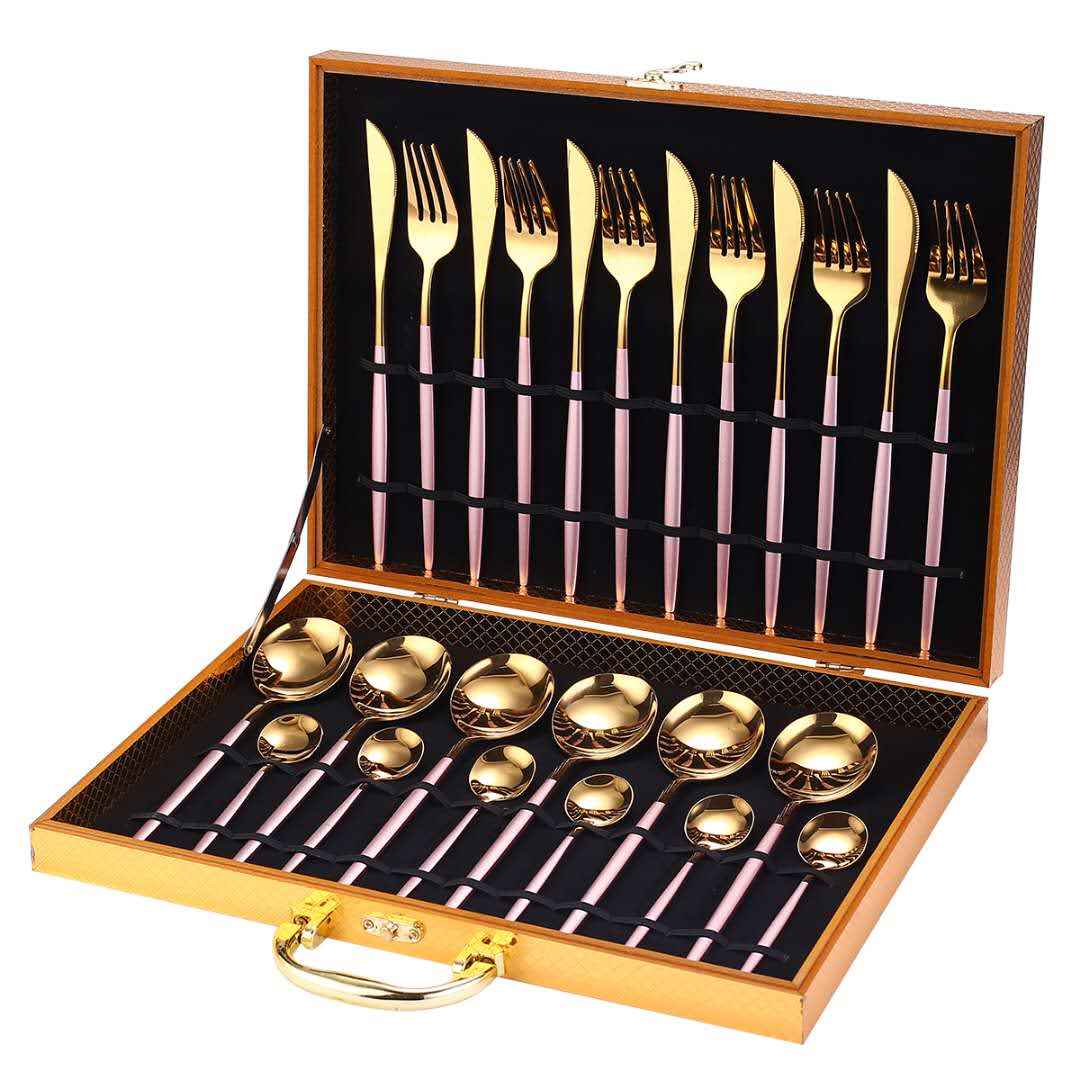 24 Piece Gold Silverware Set