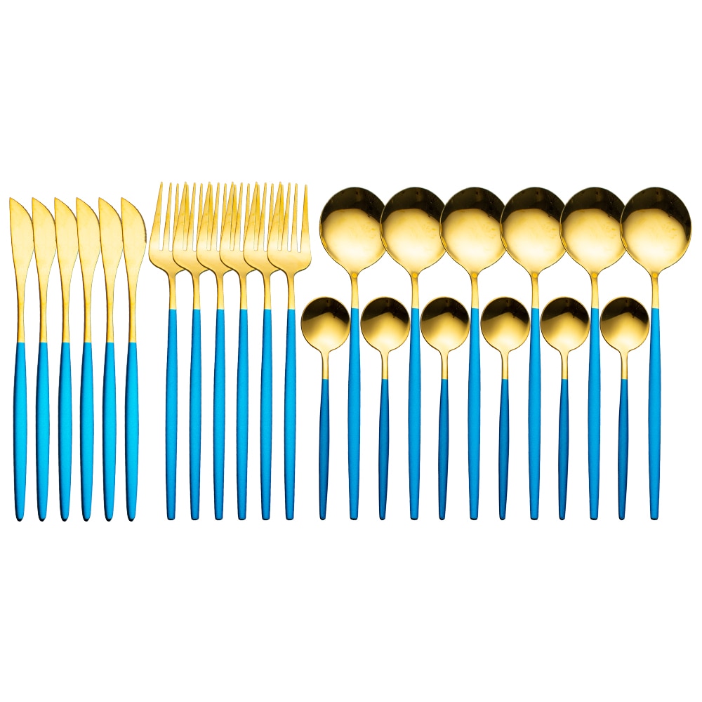 24 Piece Gold Silverware Set