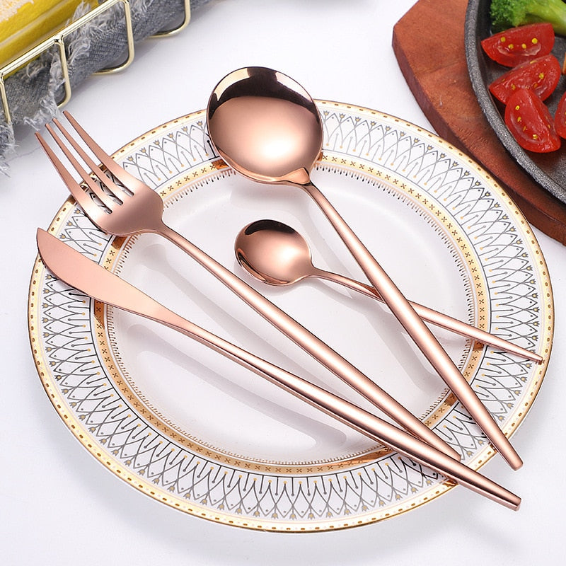 24 Piece Gold Silverware Set