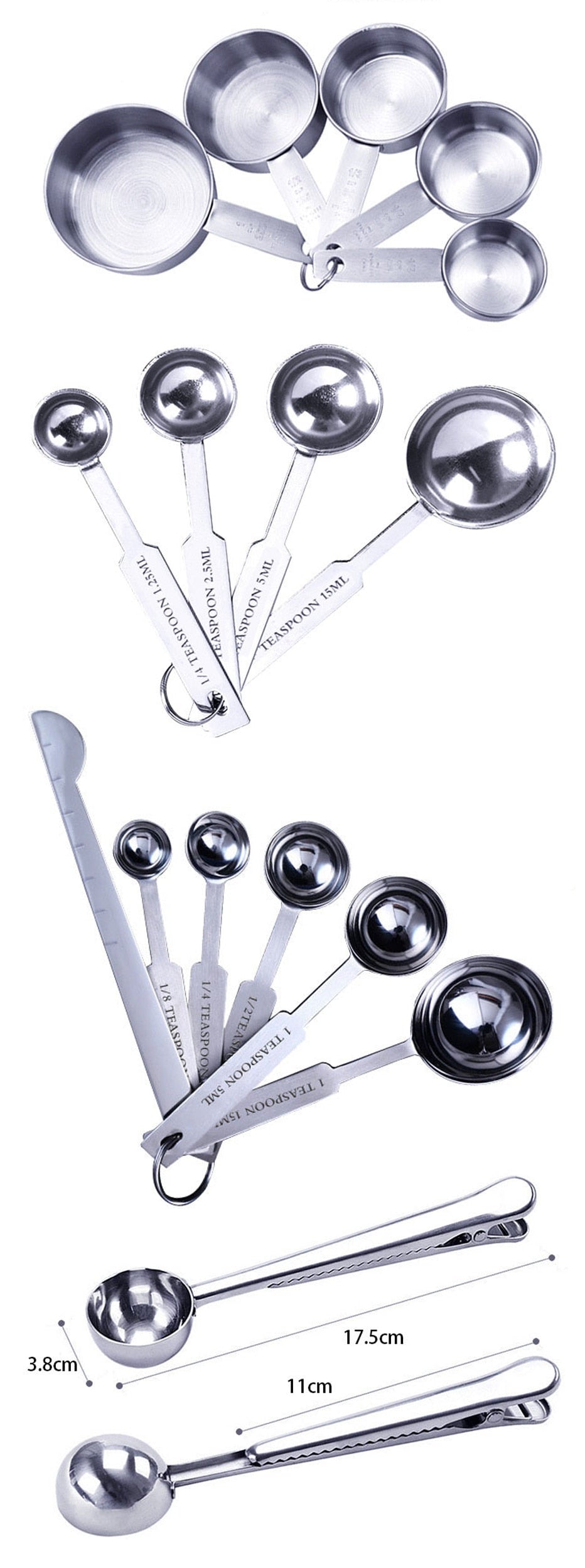 Stainless Steel Measuring Cups and Spoons