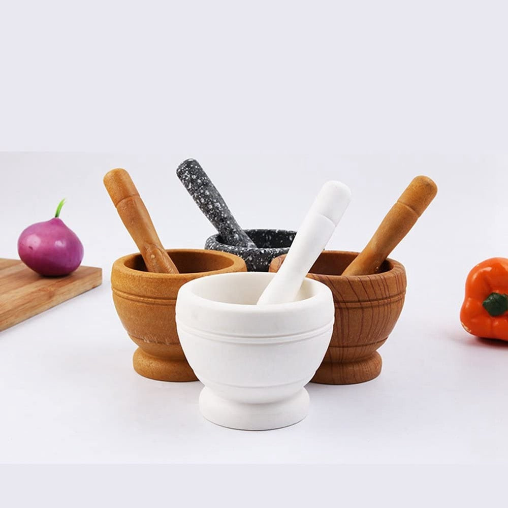 Wooden Mortar Pestle Bowl