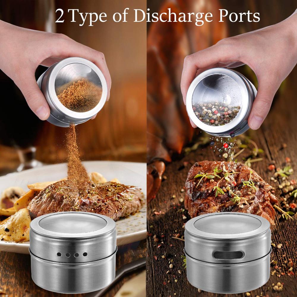 Stainless Steel Magnetic Spice Jars With Wall Mounted Rack