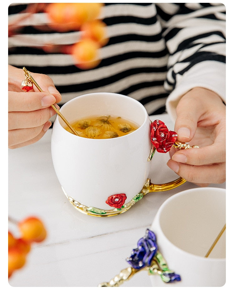 Elegant Floral Ceramic Tea/Coffee Mug