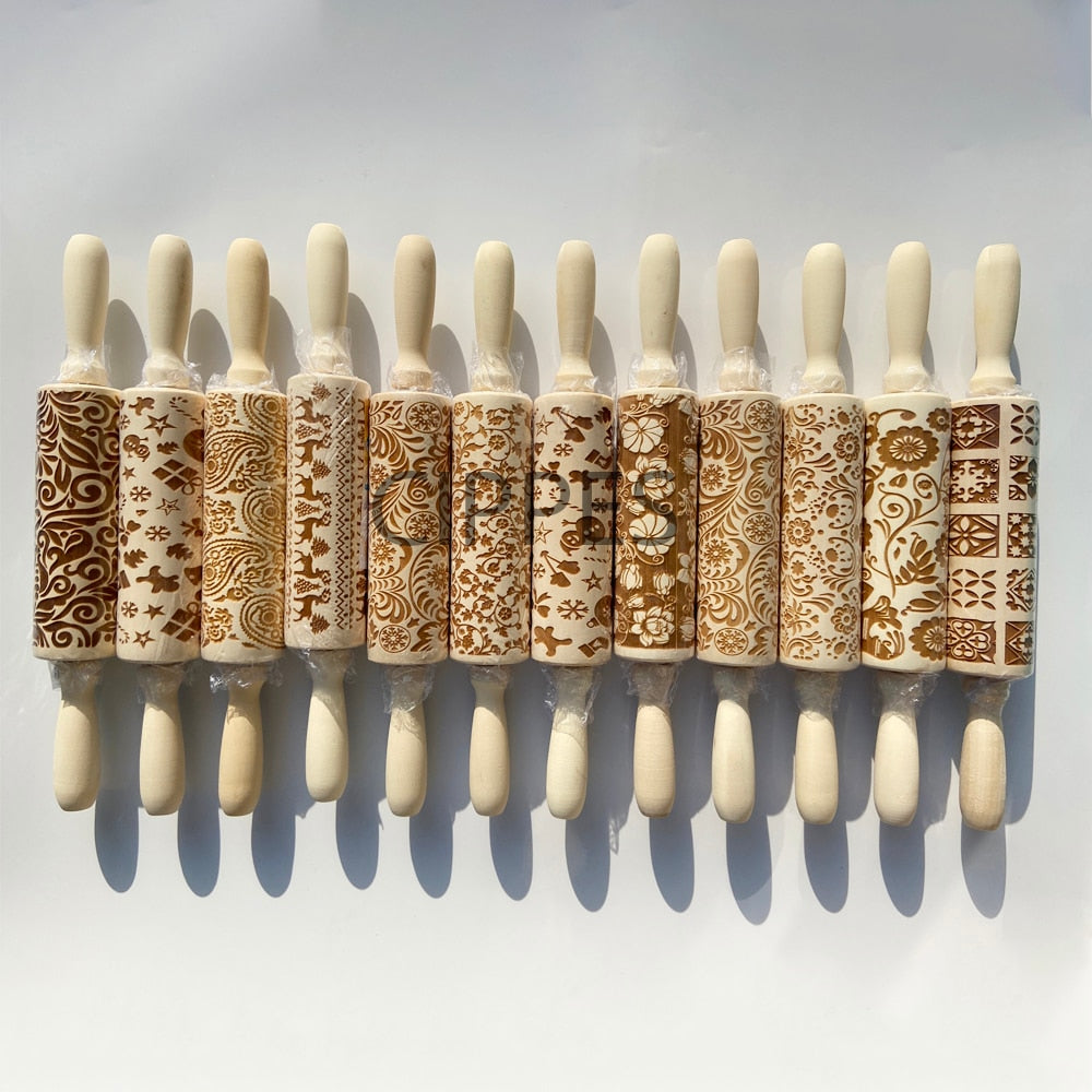 Christmas Embossing Rolling Pins With Patterns